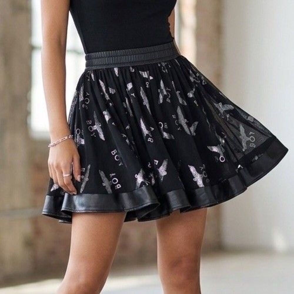 Boy London Circle Skirt sz S Faux Leather Trim Mini Punk Streetwear Grunge